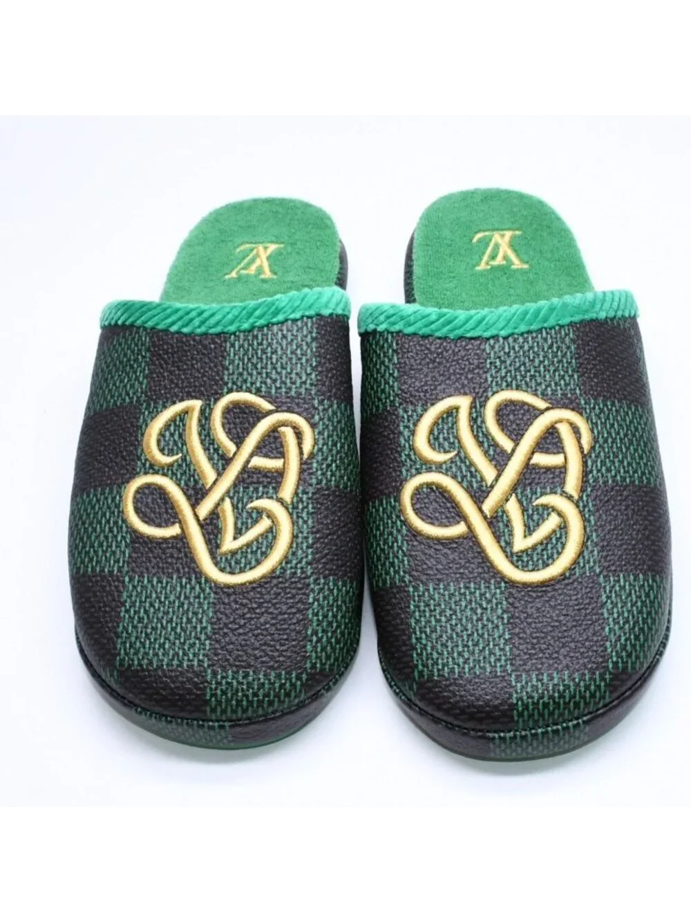 Louis Vuitton LV Palace Line Mules Slippers Damier Pattern Pop Green